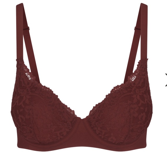 NWT SKIMS Bra and tanga set - 34C & M color brownish/ burgundy - Picture 4 of 11